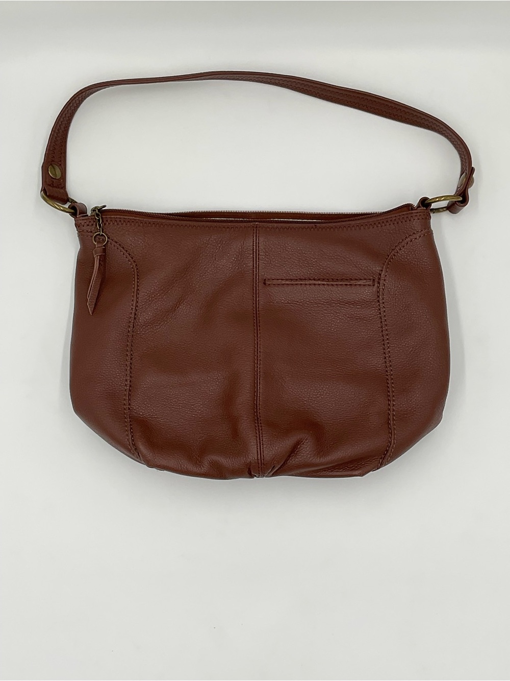 The Sak Rich Brown Pebbled Leather Hobo Bag with Top Stitching Detail - Picture 6 of 14